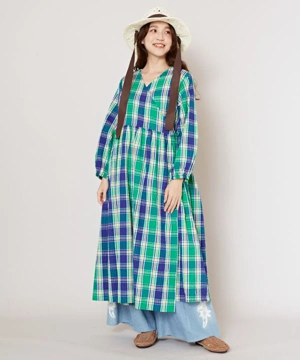 women's vintage tea dress -Checkered Cache Coeur Dress