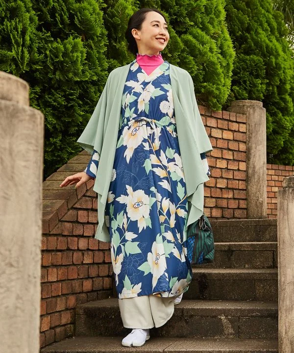 women's vintage-inspired wrap dress -KINPOUGE - Haori and Dress Set