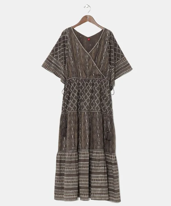 women's tiered ruffle dress -Block Print Effortless Dress