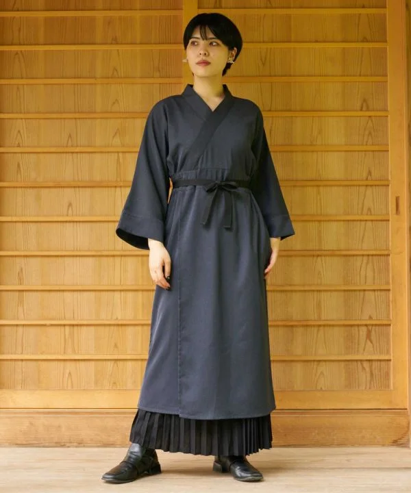 ladies' draped surplice dress -WA NO SAGOROMO - Kimono Like Dress