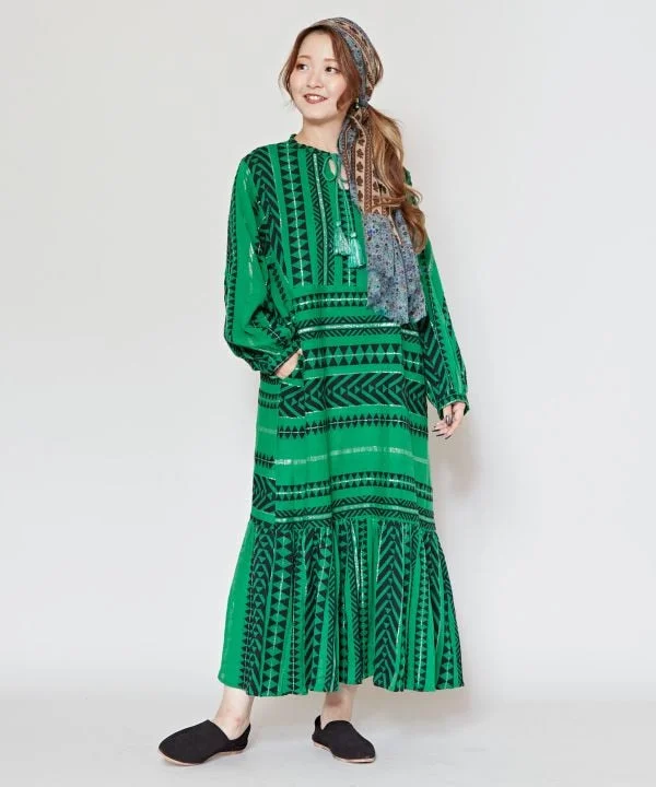 women's flowy empire waist dress -Geometric Pattern Dress