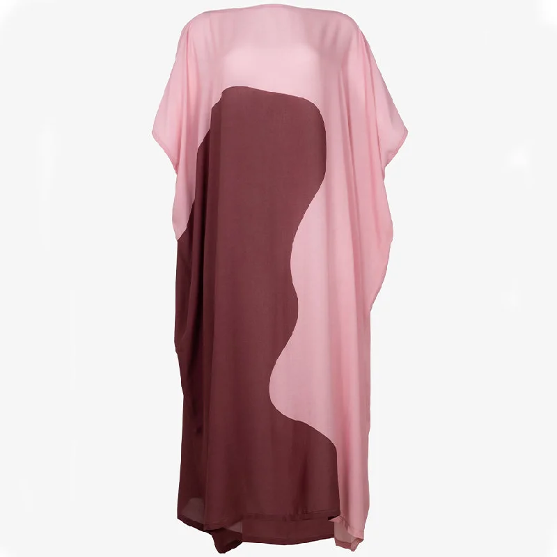 women's corset bodice dress -AIRY CAFTAN DRESS "ALVA" IN BLUSH AND CHERRY