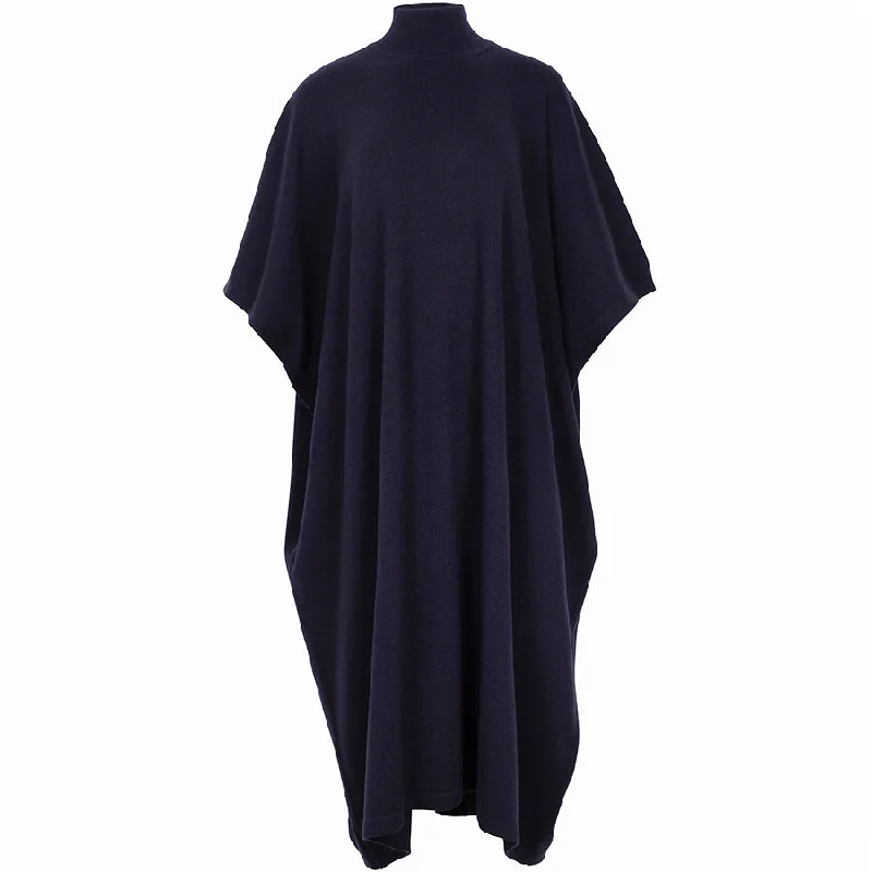 women's ruched bodycon dress -CASHMERE CAFTAN DRESS "ARIA" IN NAVY