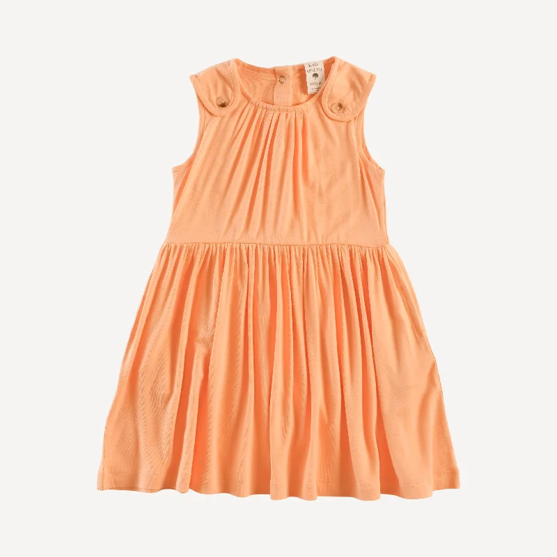 women's cold-shoulder dress -button tab dress | soft apricot | bamboo