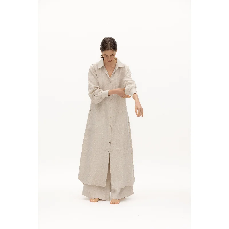 women's belted shirt dress -Camisón Marea Arena