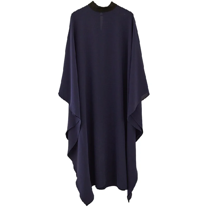 women's romantic puff sleeve dress -DRESS "BELLA" IN NAVY WITH BLACK NECKLINE