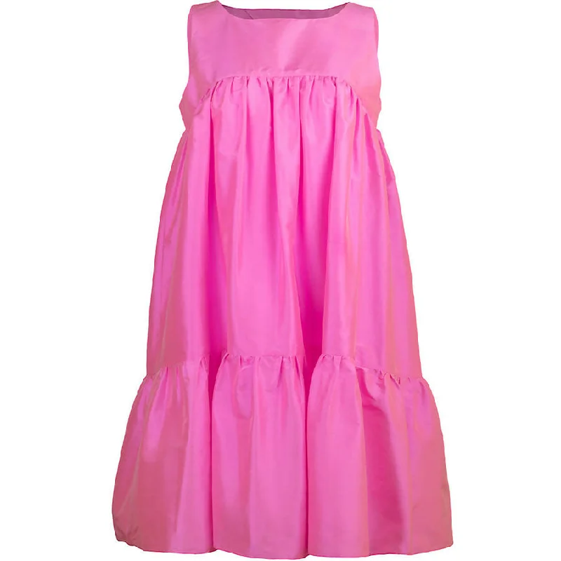 women's adjustable spaghetti strap dress -PINK WIDE CUT SILK DRESS "FILIPA"