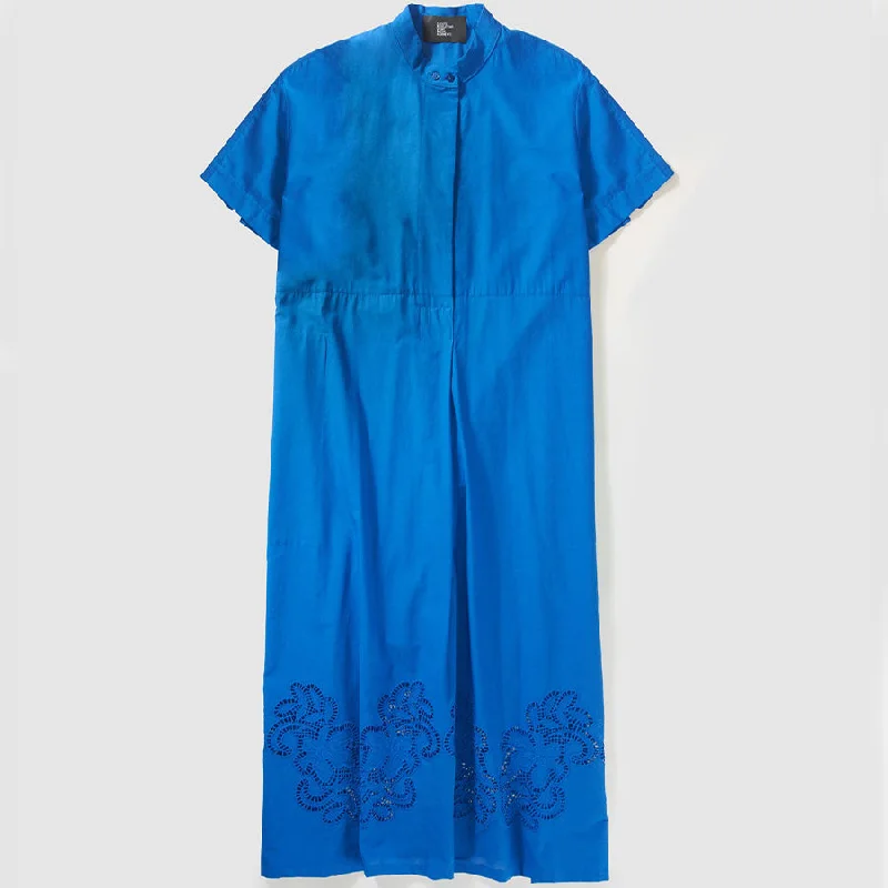 trendy puff sleeve mini dress for women -A-LINE DRESS "FLORA" IN BLUE