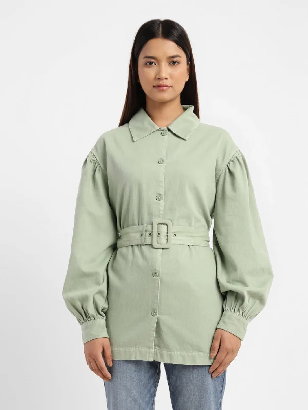 stylish pleated midi dress for women -Levi's X Deepika Padukone Balloon Belted Shacket