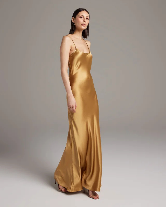 women's velvet evening dress -Liquid Silk Slipdress - Core