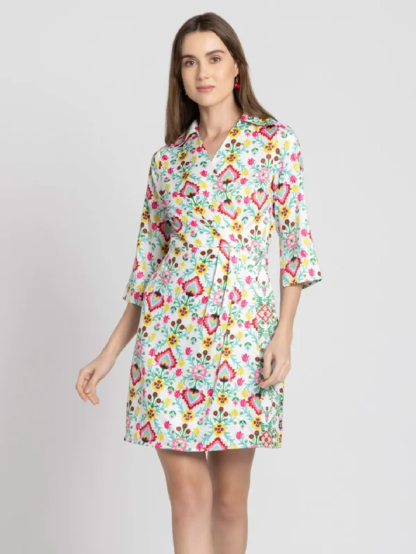 ladies' puff sleeve dress -Mallory Dress