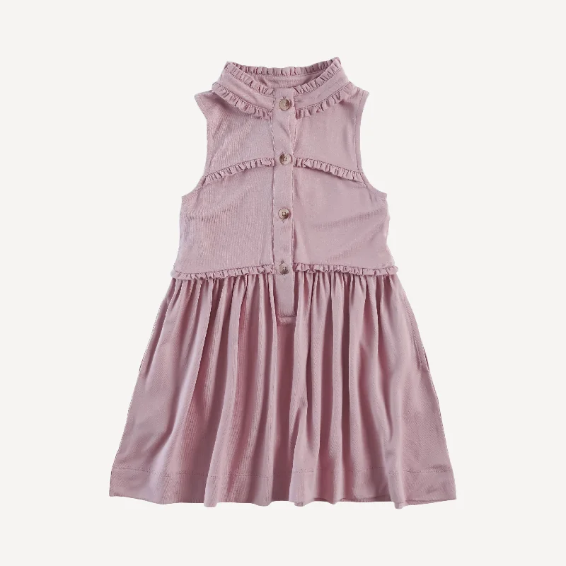 women's ruffled hem dress -sleeveless tiny ruffle dress | rosewood | bamboo