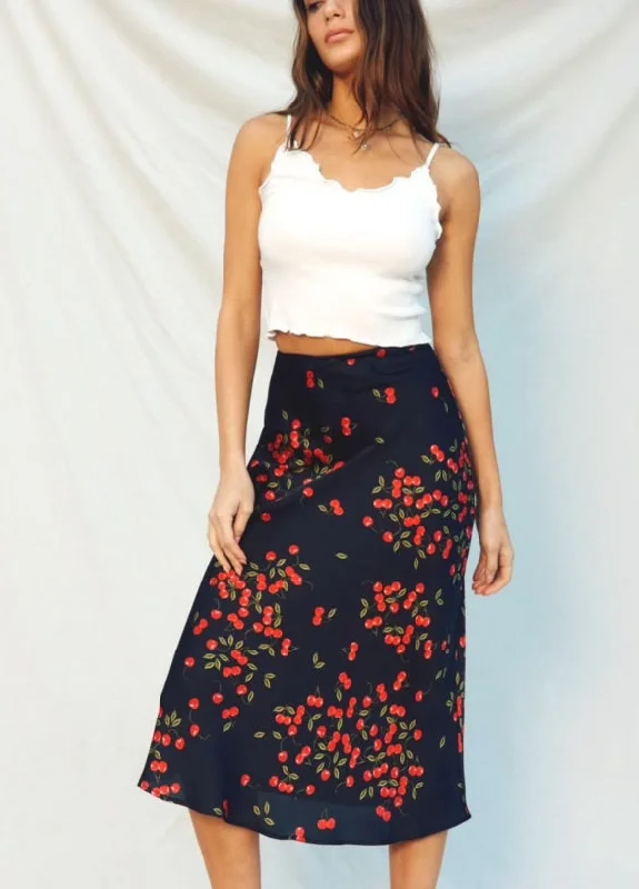 women's wool trousers -Cherry Midi Skirt- No Estira , Not Stretchy