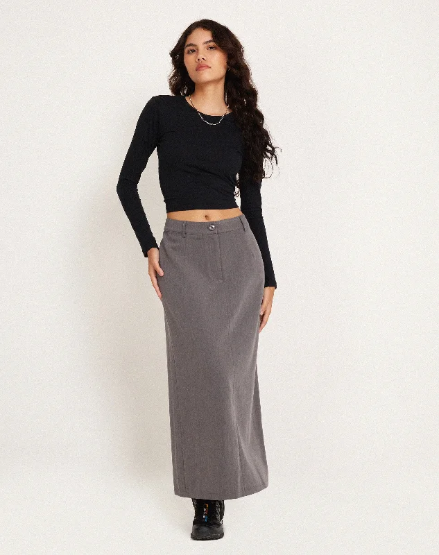 women's two-tone jeans -Lanula Midi Skirt in Tailoring Charcoal