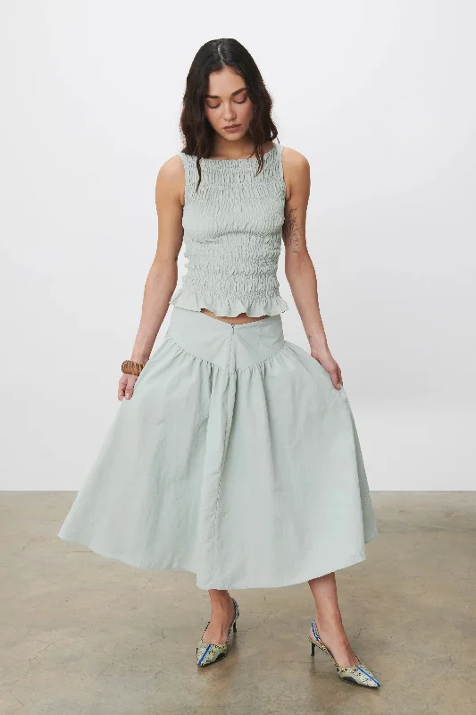 trendy corduroy pants for women -The Deba Midi Skirt, Oyster