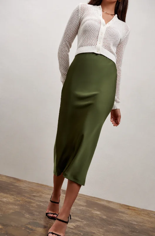 women's utility pants -The Olivia Slip Skirt - Sage Green