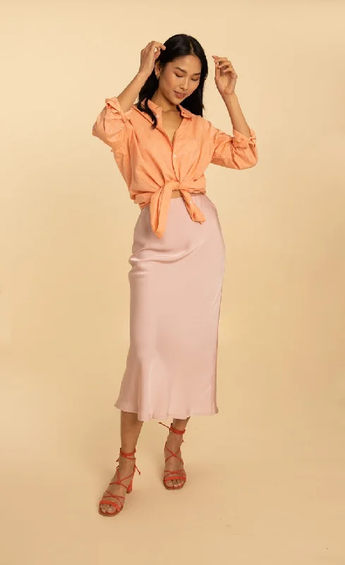 women's ruched skirts -The Olivia Slip Skirt - Dusty Pink