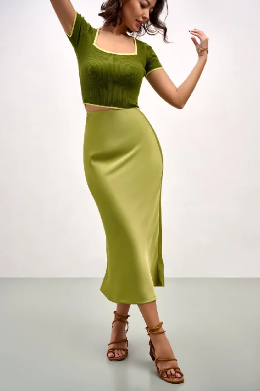 women's sporty track pants -The Olivia Slip Skirt - Spring Green