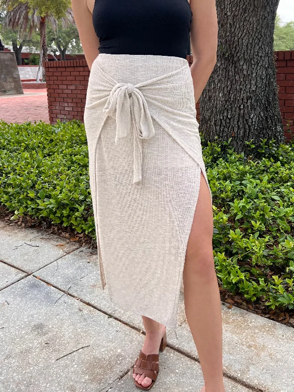 trendy wide-leg culottes for women -WYATT MAXI SKIRT IN OATMEAL